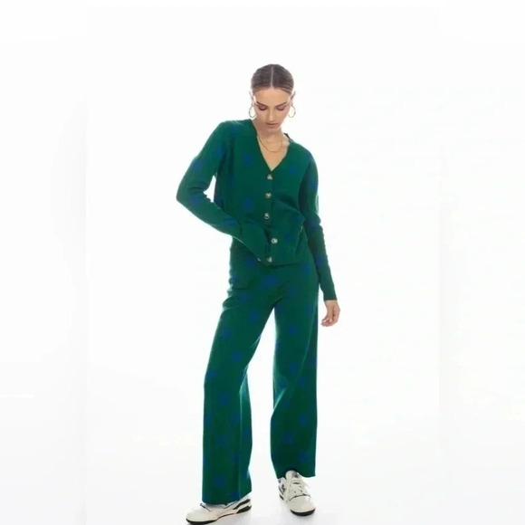 Ell and Emm Women’s Green Royal Blue EE V-Neck Cardigan Sweater Jumper Size M/L - Picture 14 of 14